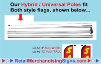 POLE (4 pieces) fits WINDLESS & FEATHER style flags